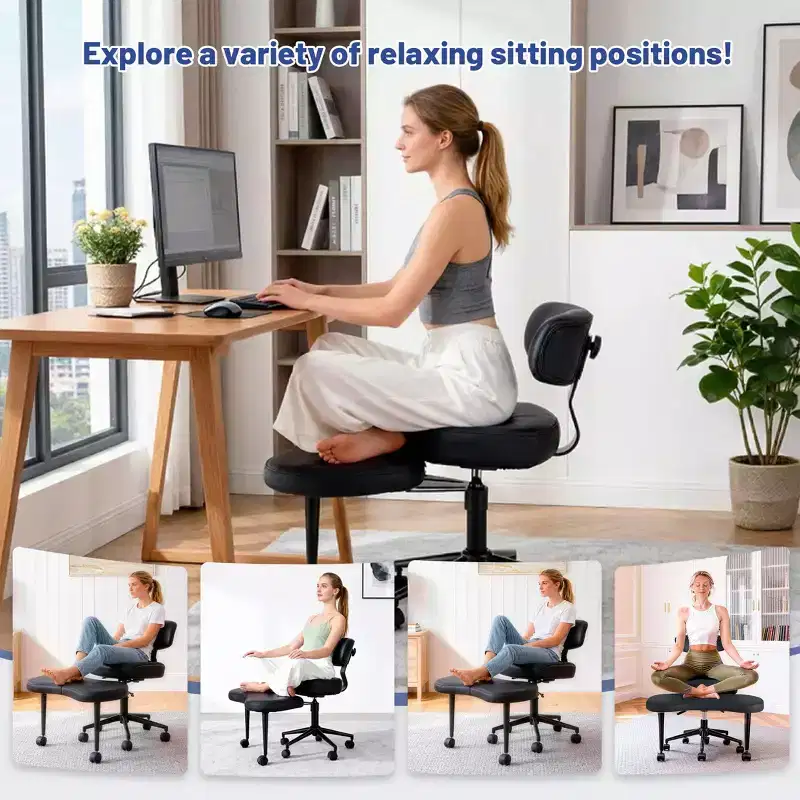 JIONJOY Ergonomic Cross-Legged Meditation & Office Chair - 360 Swivel, Adjustable Height, Multi-Position Seat
