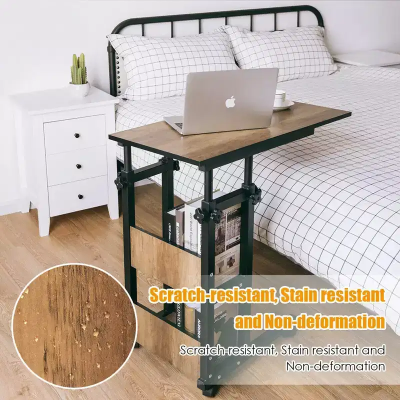 Costway C-Shape Mobile Snack End Side Sofa Laptop Table W/Rolling Cart Height Adjustable