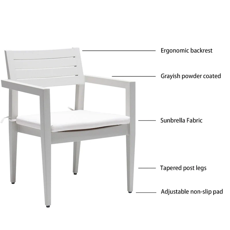 7PC Patio Aluminum Furniture including 4 Dining Chairs & 2 Swivel Rockers
