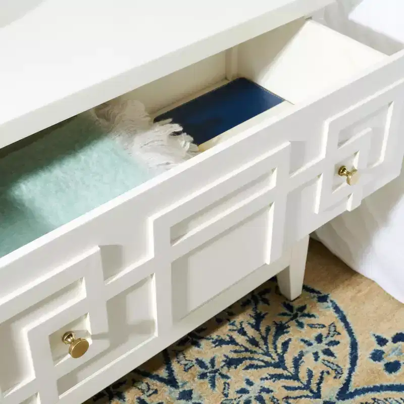 2 Drawer Nightstand - White/Gold