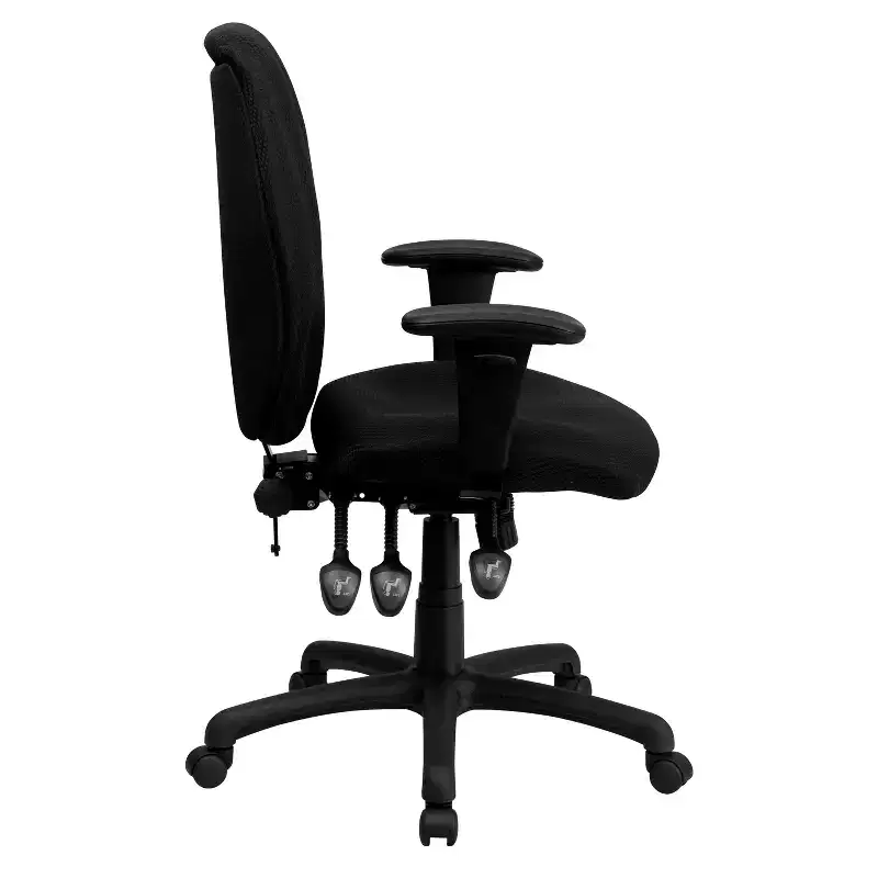 Emma and Oliver High Back Fabric 3-Paddle Ergonomic Swivel Office Chair Adjustable Arms