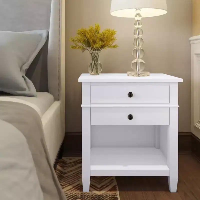 24" Solid Wood Nightstand White