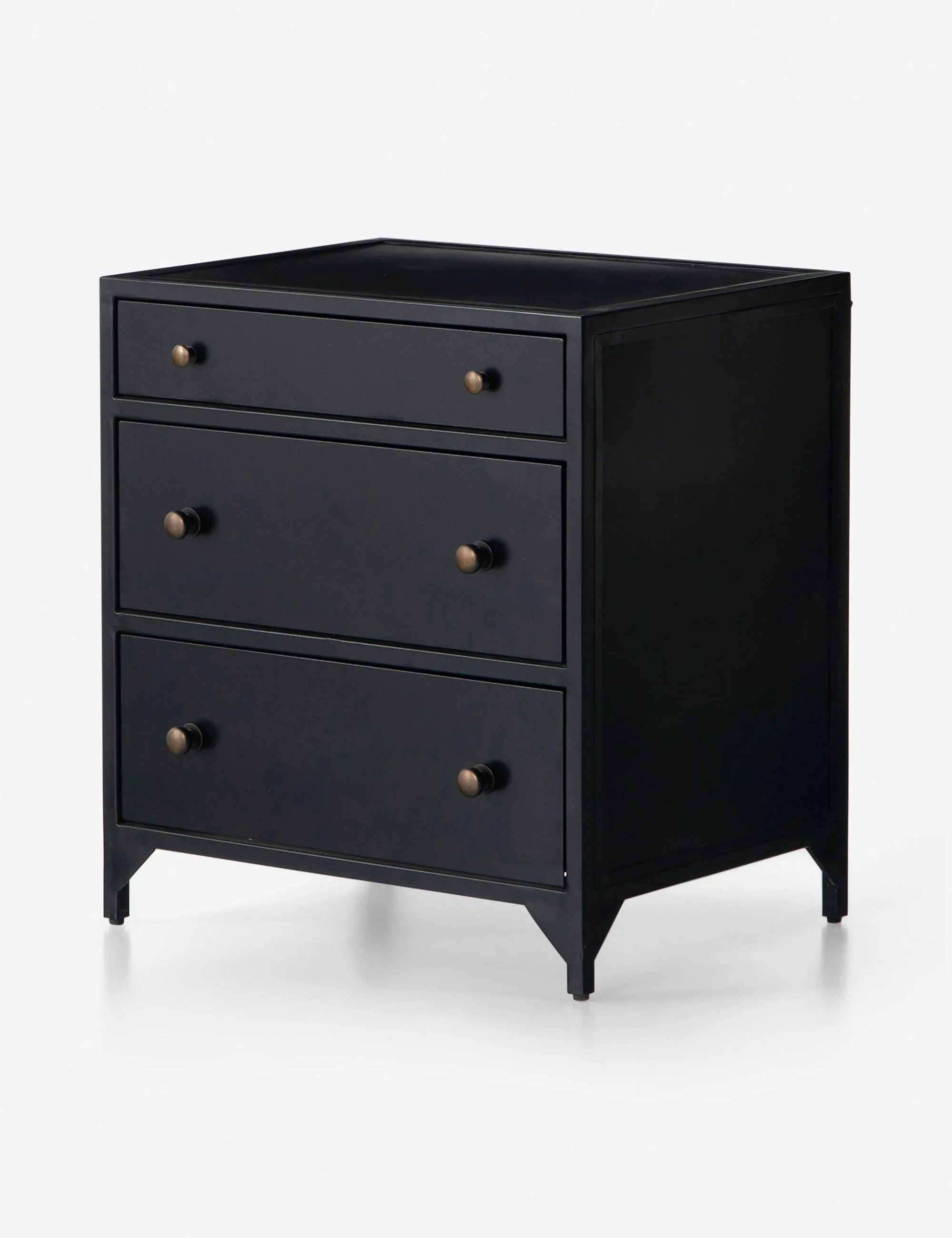 Nightstand Perfect for industrial-inspired bedrooms, this nightstand brings a sophisticated touch thanks to round brass drawer pulls that add