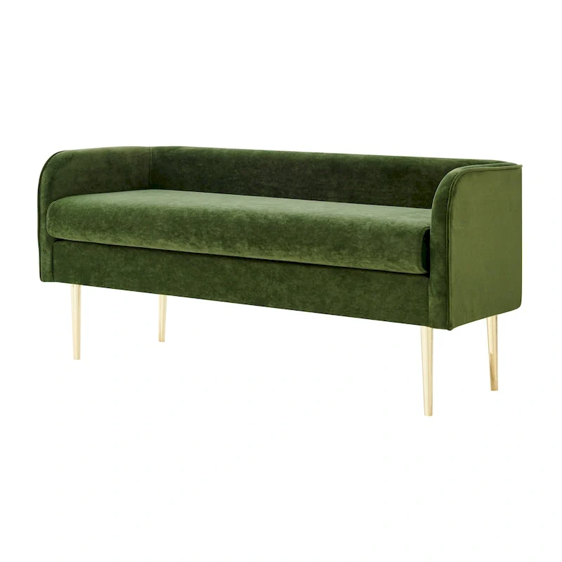 Velvet Upholstered Bedroom Bench | Tufted Seat | Entryway & Foot of Bed Bench
