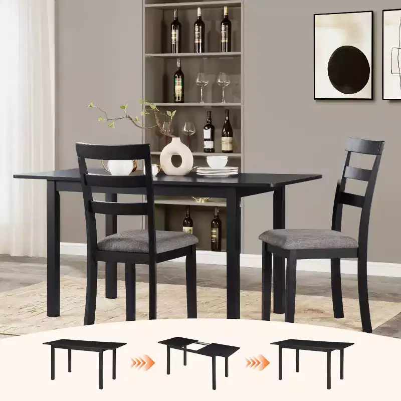 59 Extendable Dining Table  Seats 4-8 |Modern Drop-Leaf Kitchen & Home Office Table for Small Spaces