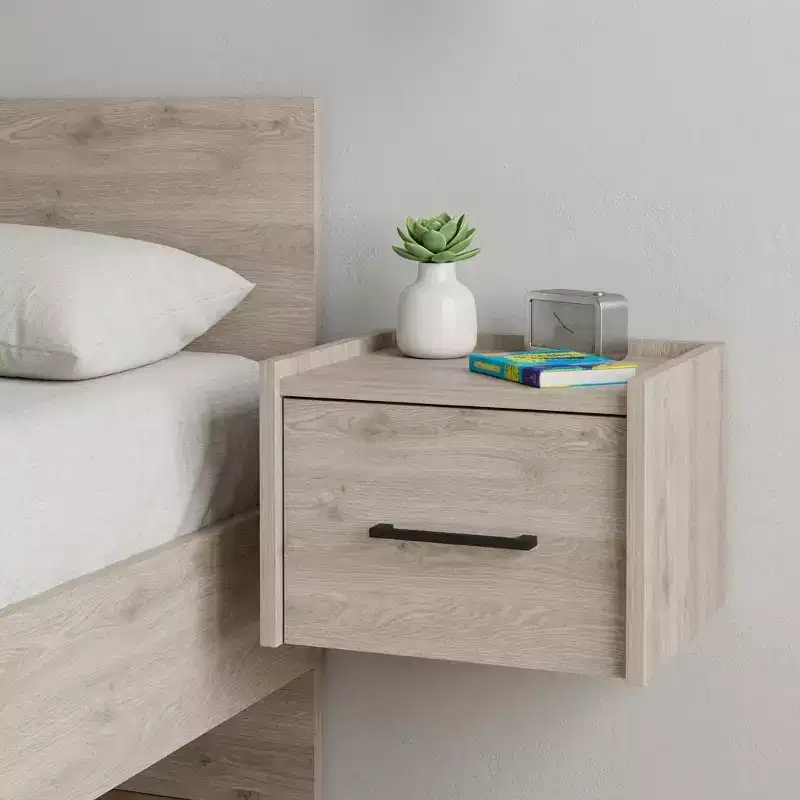 HomeRoots 10 Gray Wood One Drawer Floating Nightstand