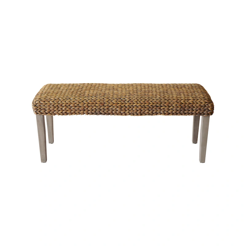 M4H Sultan Solid Wood Natural Water Hyacinth Indoor Bench