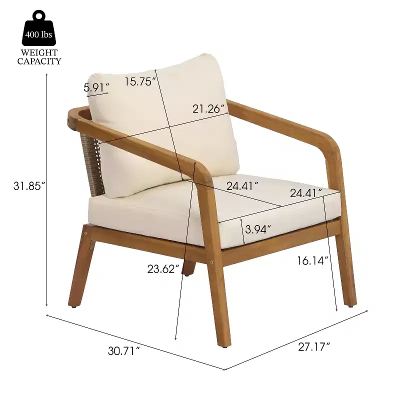 Christopher Knight Home Ethan Patio Modern Acacia Wood and PE Wicker Accent Club Chair with Cushions