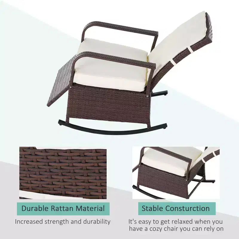 PE Rattan Rocking Recliner with Footrest