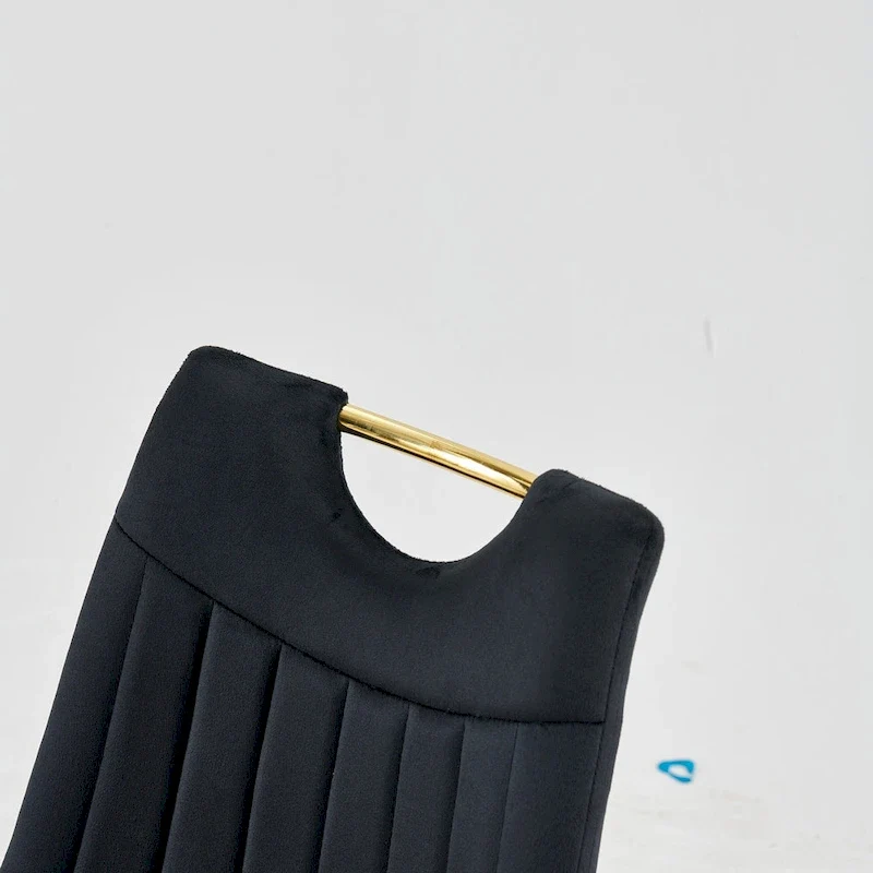 Gold+Black 23.22 Armless Dining Chairs with Elegant Golden Legs (Set of 4)