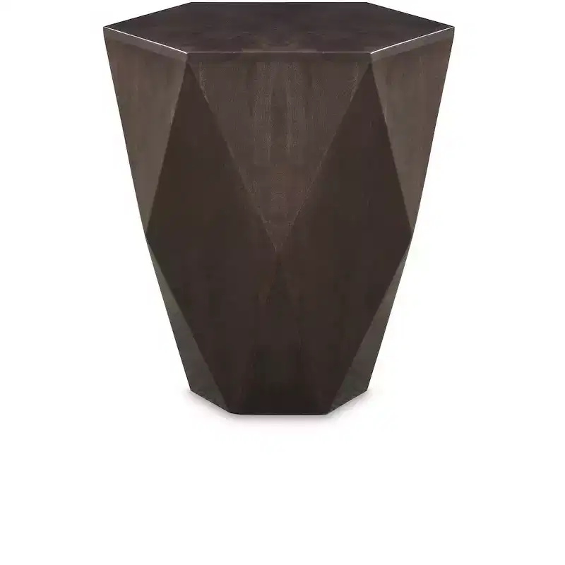 Hexagon Oak Veneer End Table