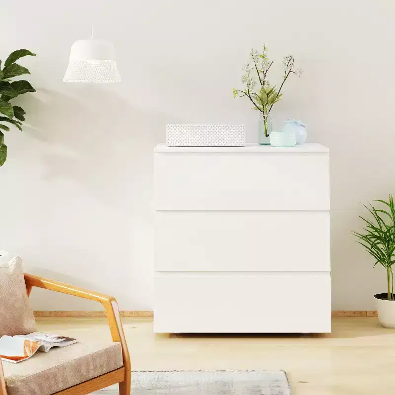 White 3-Drawer Dresser, Modern Minimalist Style, Single-User Storage Chest