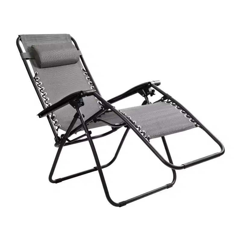 Flash Furniture Adjustable Folding Mesh Zero Gravity Reclining Lounge Chair with Pillow and Cup Holder Tray, Set of 2
