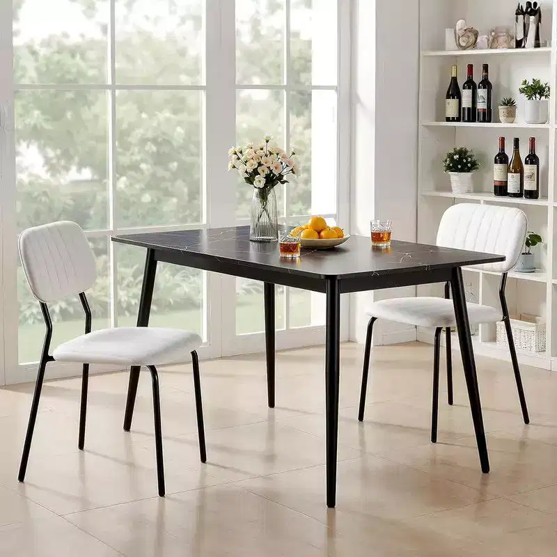 Karl Home White Comfort Upholstered Stackable Chair Fabric Seat