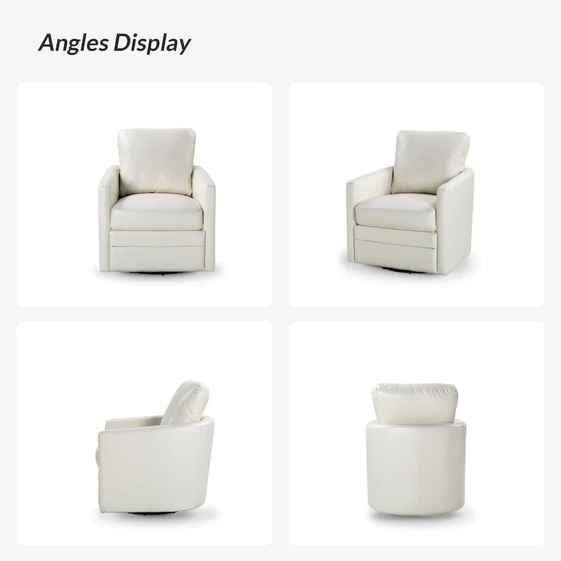 Navy/Turquoise/Green/Camel/Brown/Black/Ivory/Grey Faux Leather Swivel Barrel Accent Chair — 1-Seat