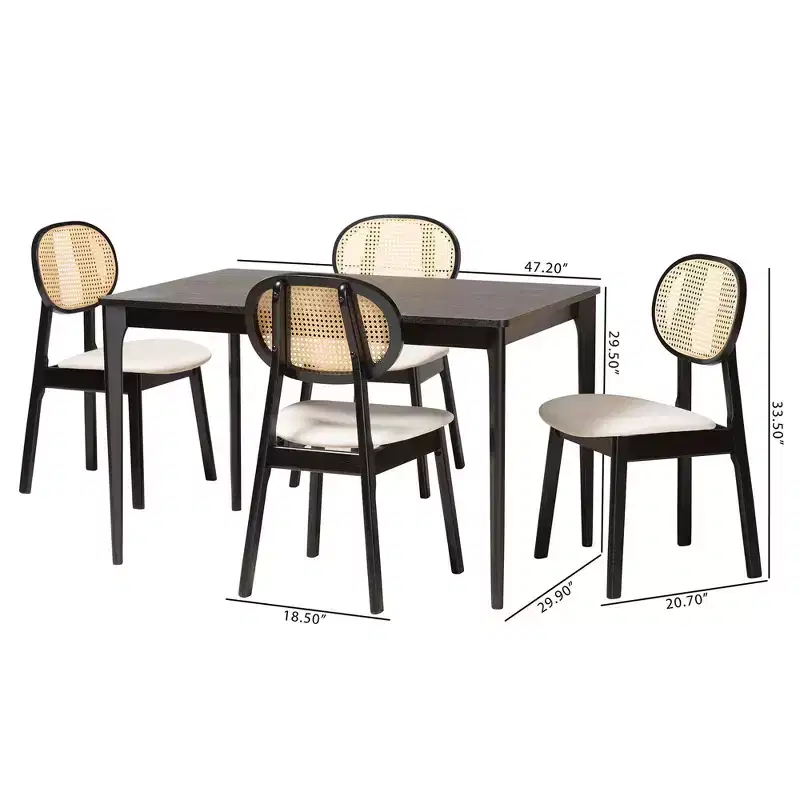 Baxton Studio Darrion Mid-Century Modern Wood 5-Piece Dining Set