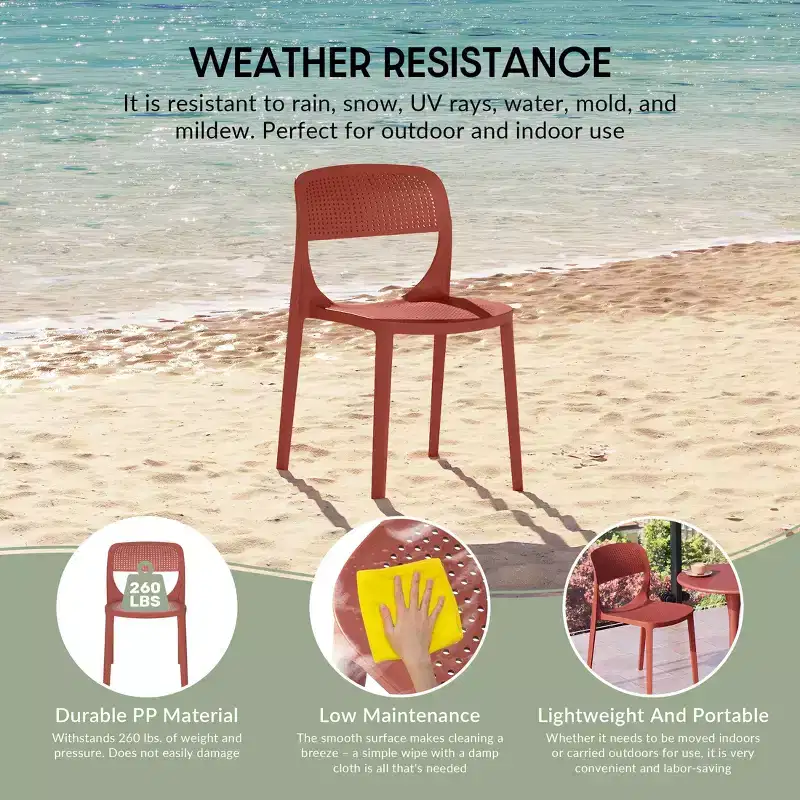 WestinTrends Playa Modern Stackable Plastic Resin Patio Dining Side Chair (Set of 2)