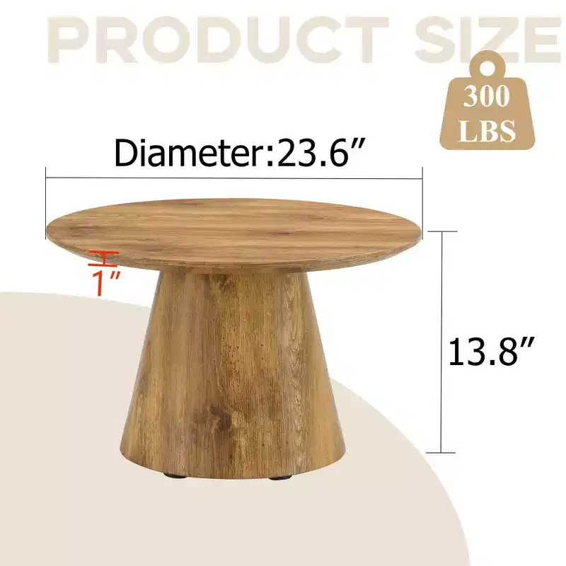 23 Wooden Round Pedestal Coffee Table
