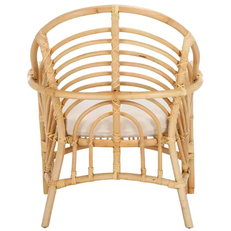 Rattan Accent Chair with Removable Cushion & Wood Frame