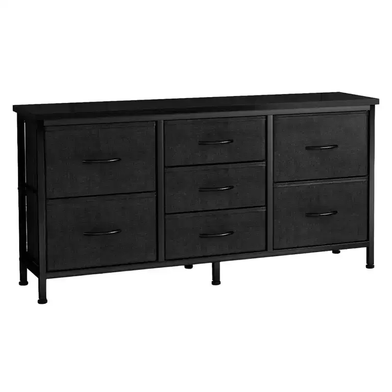 TUYOHW 47 Drawer Dresser for Bedroom,Wide Chest of Drawers with 7 Fabric Drawers,Sturdy TV Stand for 60 TV,Toy Storage Organizer for Bedroom