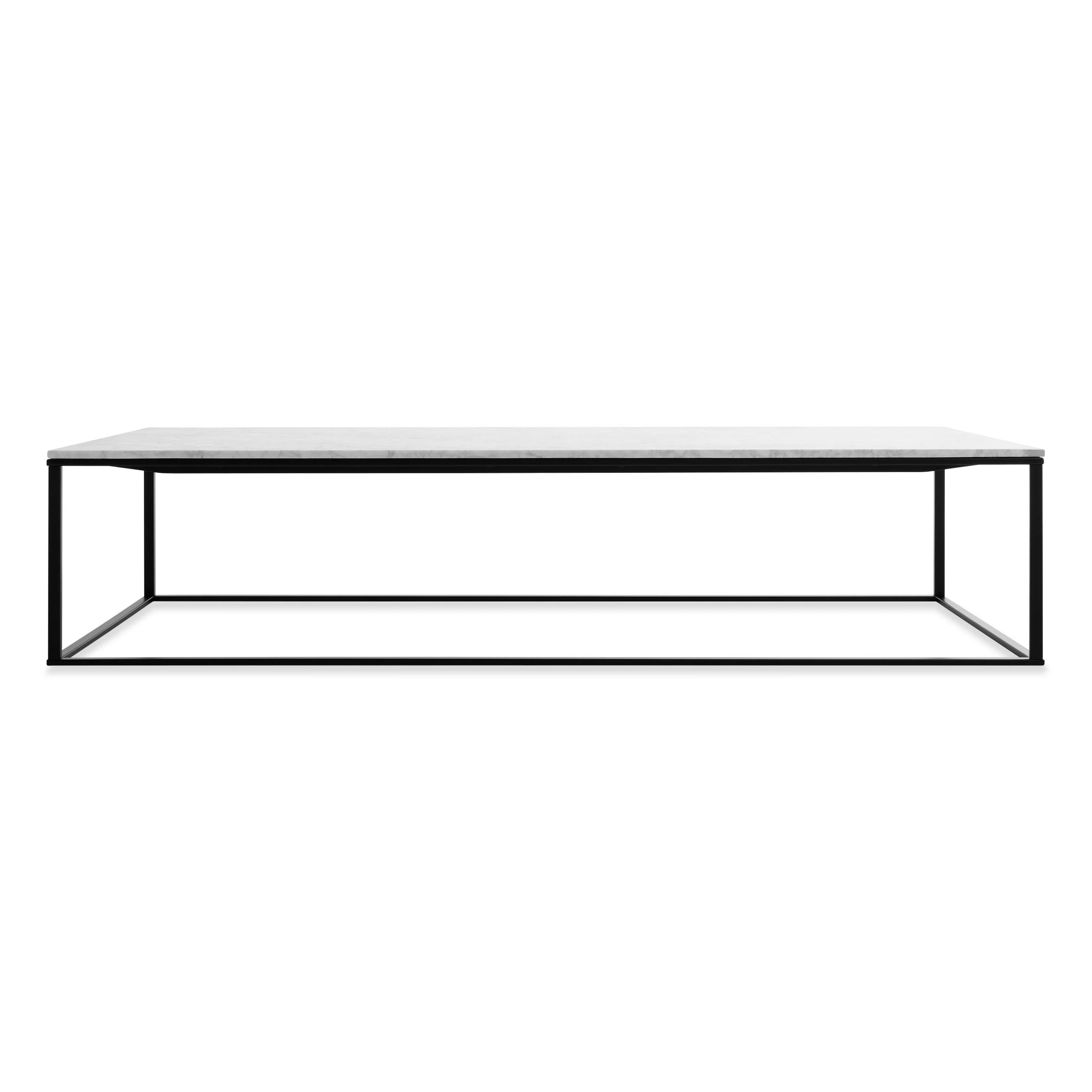 Modern White Marble Steel Coffee Table with Minimal Open Frame for Living Room