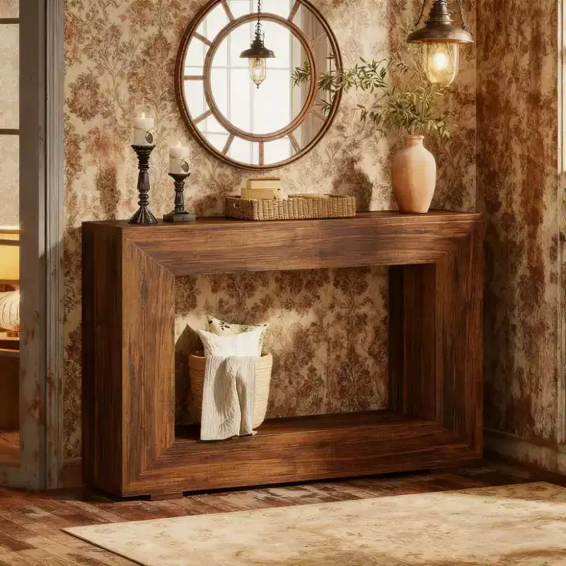 JVNOXK 47 Rustic Farmhouse Wood End Table Side Table