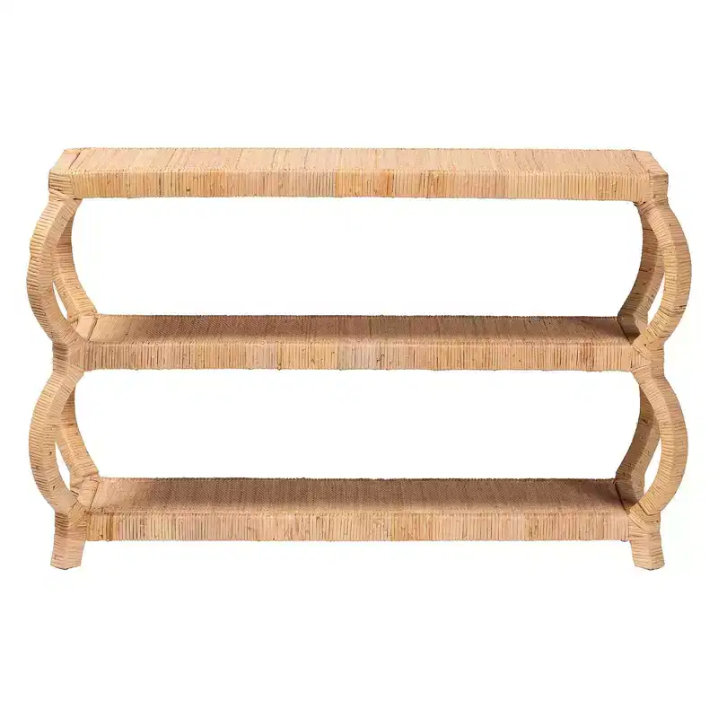 bali & pari Dalida Rattan 3 Tier Console Table Natural