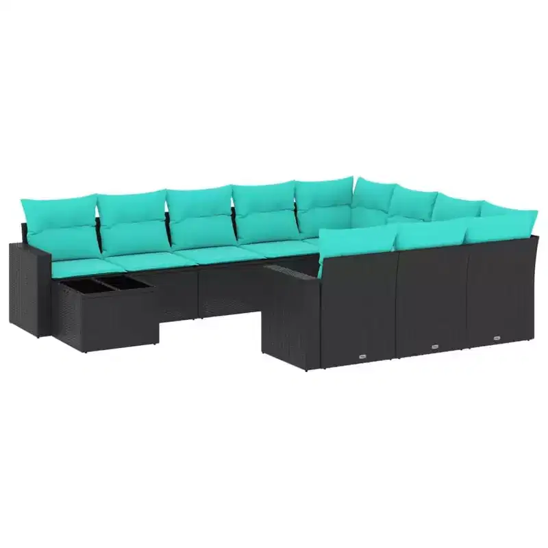 vidaXL 11 Piece Garden Sofa Set with Cushions Brown Poly Rattan