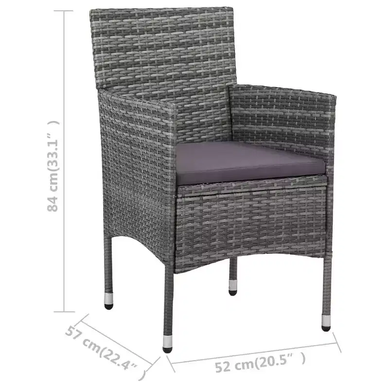 vidaXL Rattan Chair Set of 2 Poly Rattan and Steel