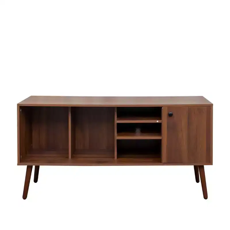 TV Stand with Storage Cabinet and Open Shelves