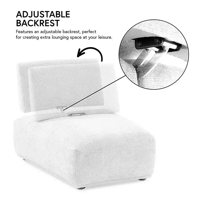 HOMES: Inside + Out Povoa Modern Modular Armless Chair Chenille with Extendable Backrest Pink