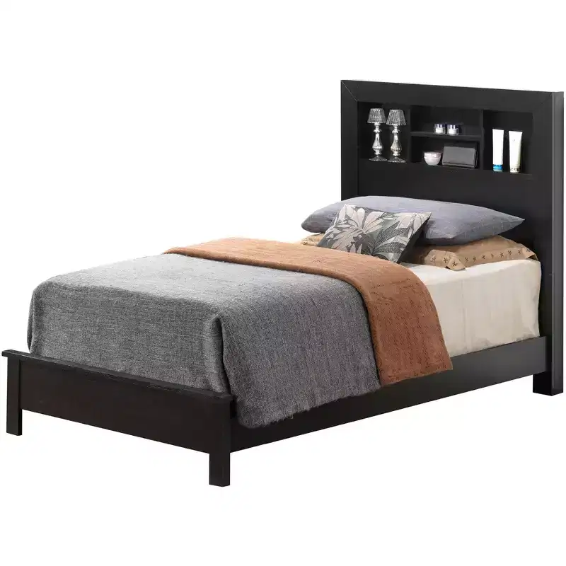 Passion Furniture Burlington Twin Platform Bed with Storage Shelf