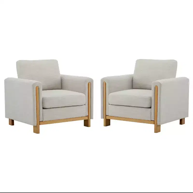 Christopher Knight Home Torrie Modern Rubberwood Upholstered Accent Arm Chair (Set of 2)
