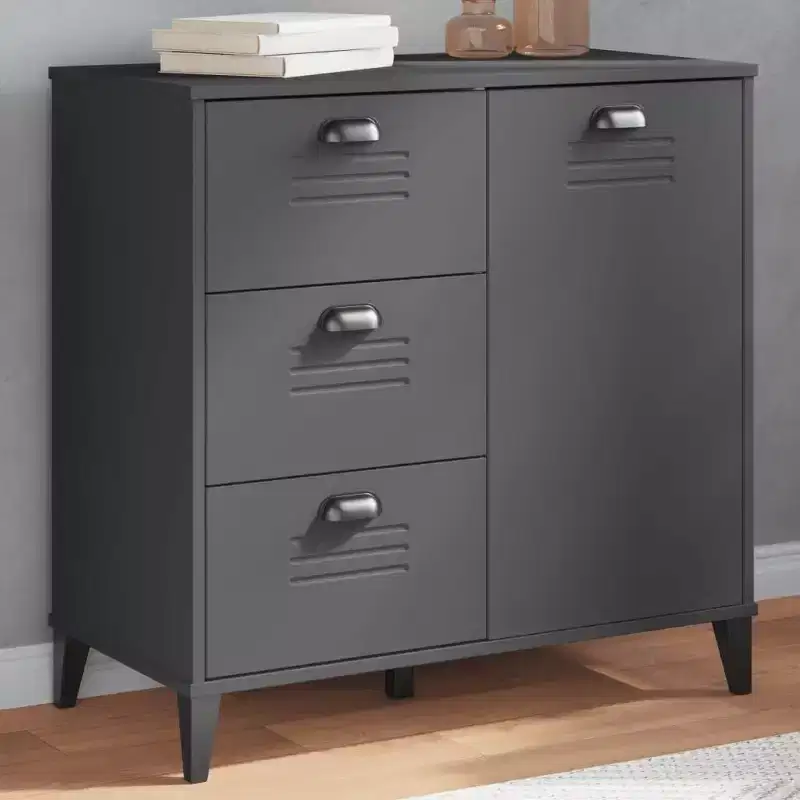 vidaXL Sideboard Storage Side Cabinet Living Room Furniture Solid Wood Pine, with 2 Drawers