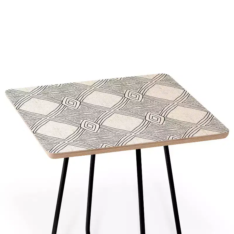 Square Holli Zollinger Playa Diamond Side Table Black/Black - Deny Designs: Minimalistic, Stain-Resistant, Steel Legs