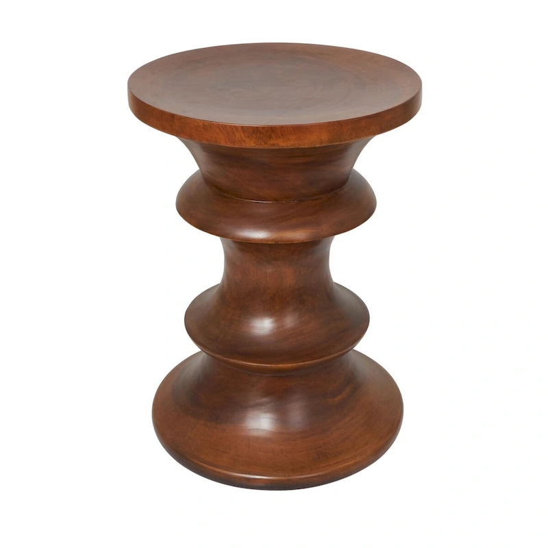 Wood Geometric Handmade Side End Accent Table - Brown - Roche River Decor