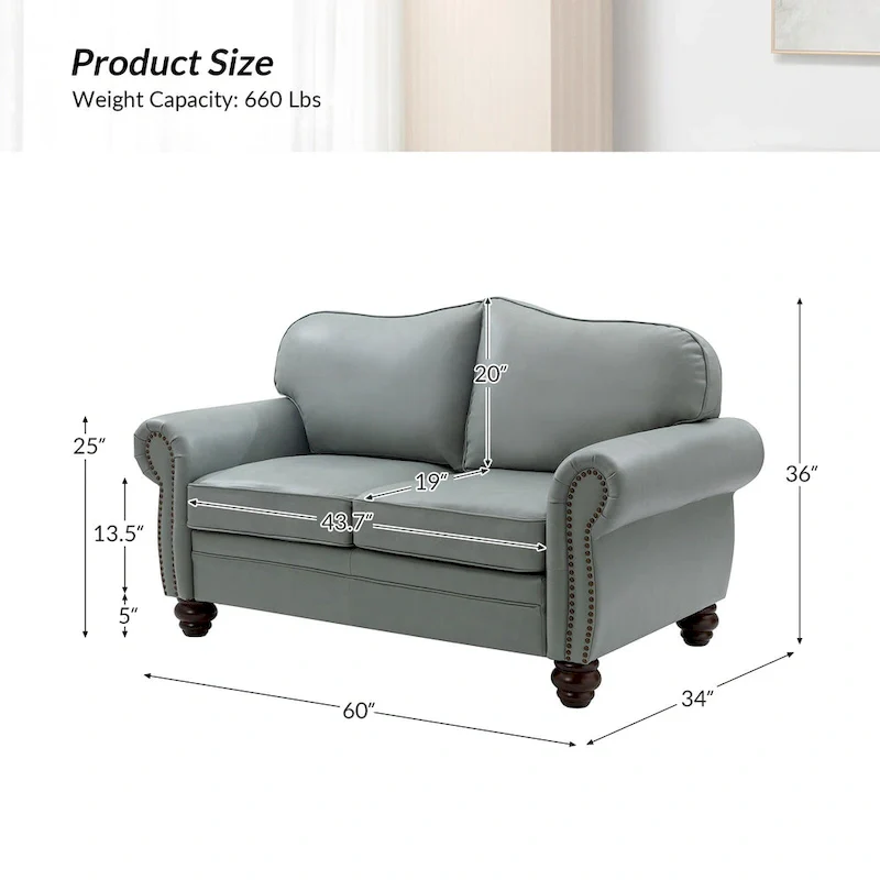 Angel Transitional Genuine Leather Sofa With Tufted Back by