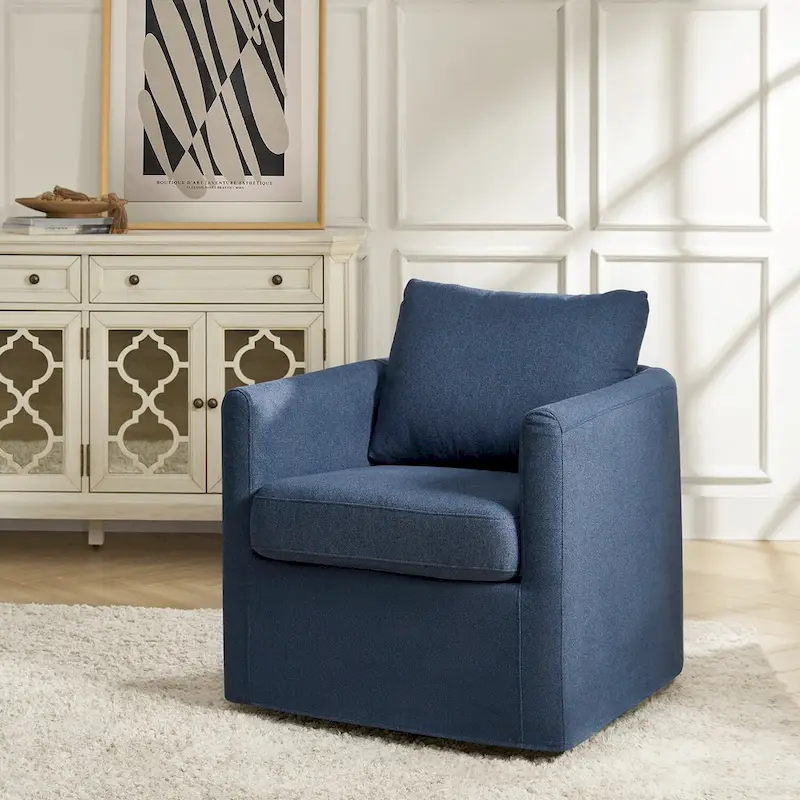 Erkenbald Modern 360-Degree Swivel Chair with Removable Slipcover by HULALA HOME
