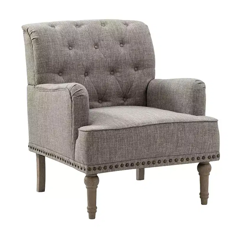 Armchair with Carved Legs - Grey