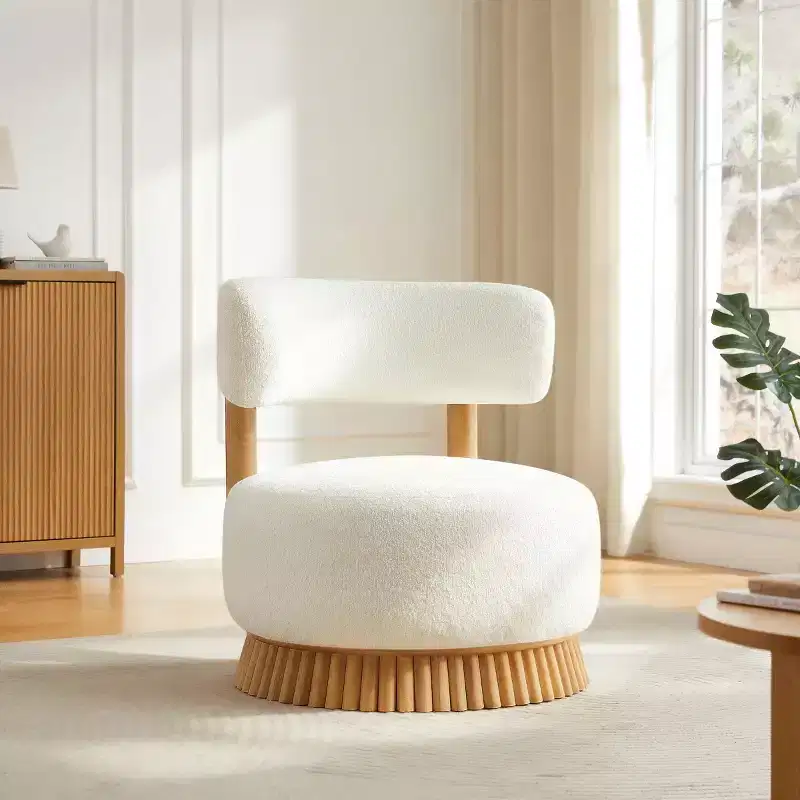 Modern Armless Accent Chair with Unique Base, Boucl Upholstered Chair for Living Room, Bedroom, or Reading Nook-Panipeachy