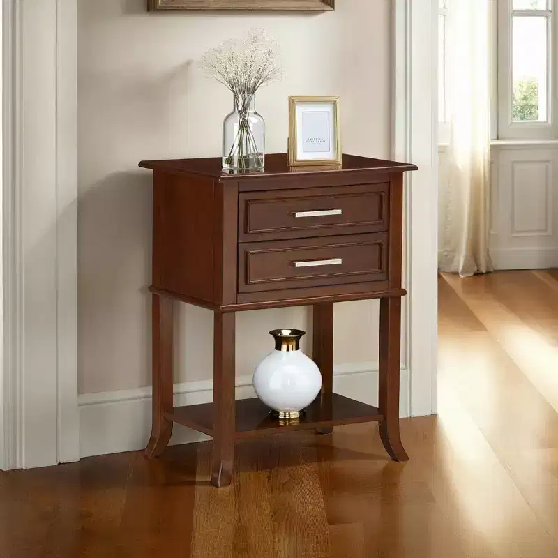 Sydney 2 Drawer End Table with Shelf in Espresso