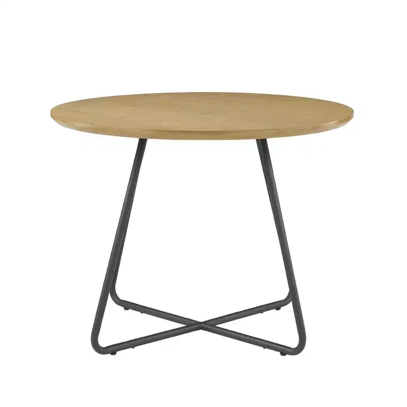 GDFStudio Angelo 4-Seat Wood Round 40 Dining Table with Steel X-Base