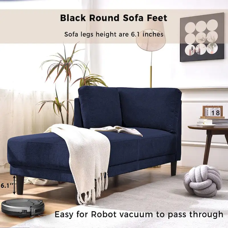 Mid-Century Modern Upholstered Chaise Lounge Sofa