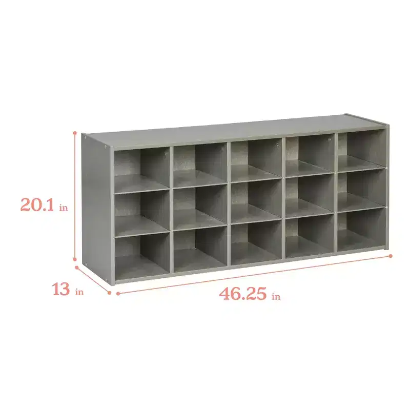 ECR4Kids Streamline 15 Cubby Tray Storage Cabinet, 3x5, Classroom Furniture