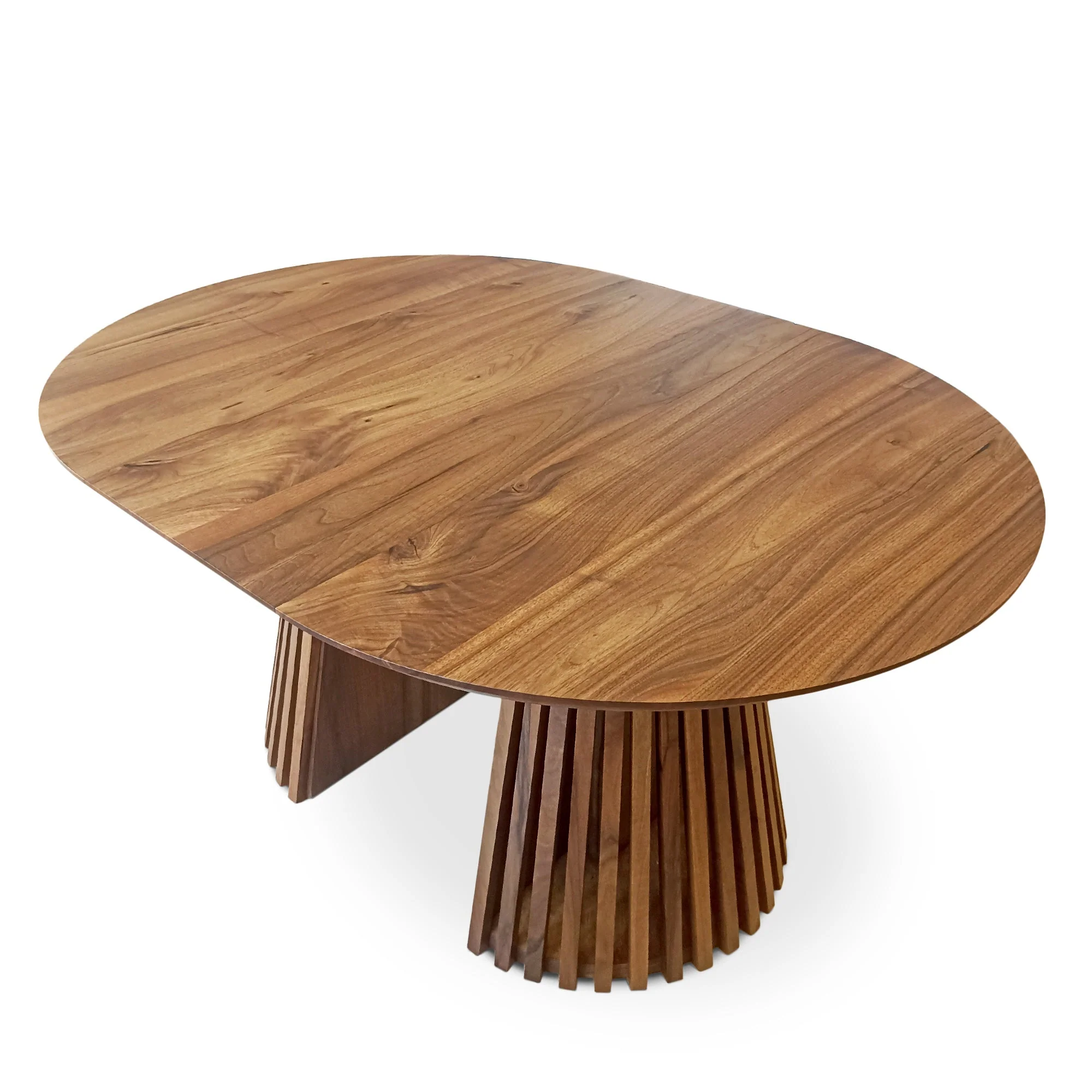 Round Dining Table in Darker Walnut - Introducing our handcrafted Round Dining Table in Darker Walnut with pipe legs - a