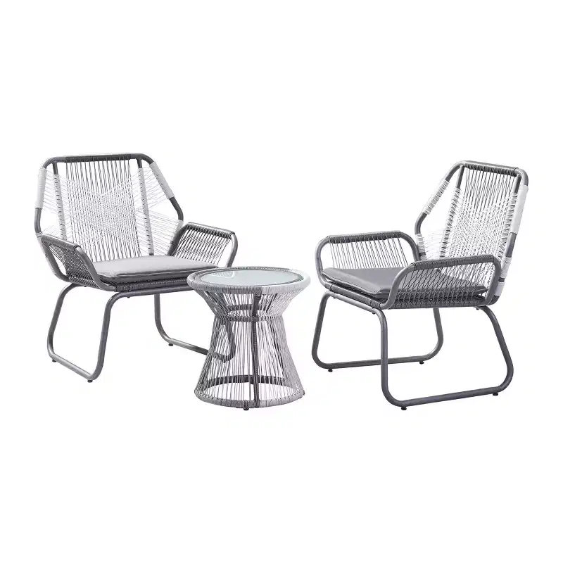 Christopher Knight Home Milano 3 piece Outdoor Wicker Wrap Chat Set with Cushion, Gray/White