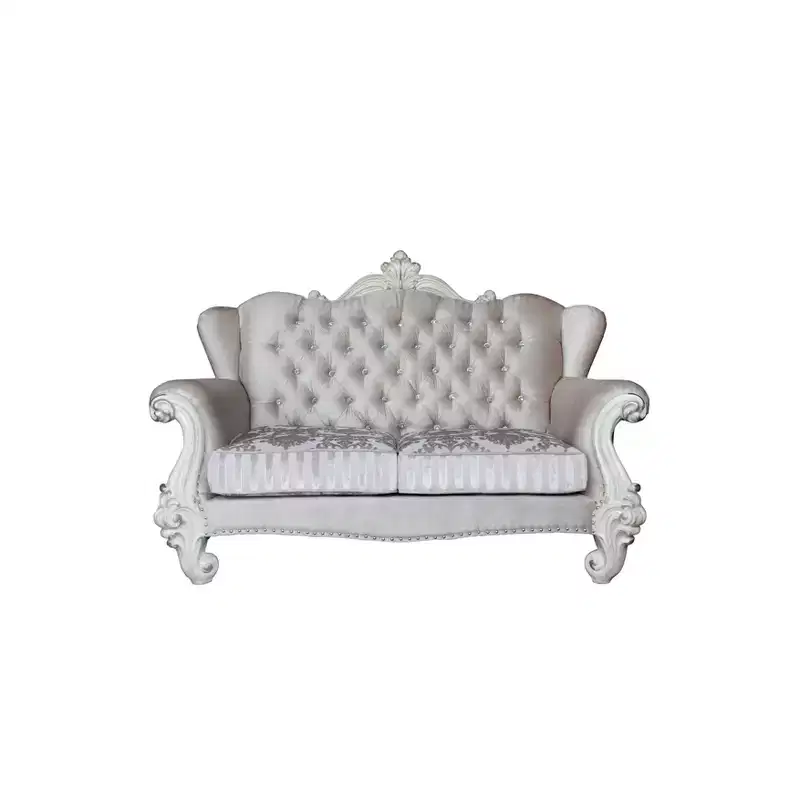 Acme Furniture Versailles Sofa Ivory Fabric/Bone White Finish