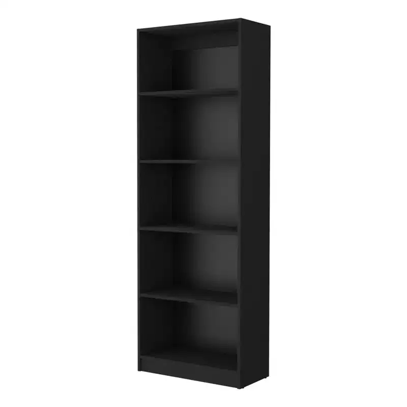HomeRoots 71 Black Wood Five Tier Bookcase