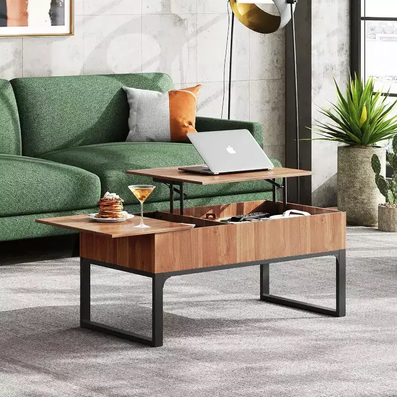 DEXYLLO Coffee Table Lift Top Wood Center Table for Living Room with Storage, Lifting Top, Sliding Cover and 2 Hidden Compartments, 40.9, Walnut Oak