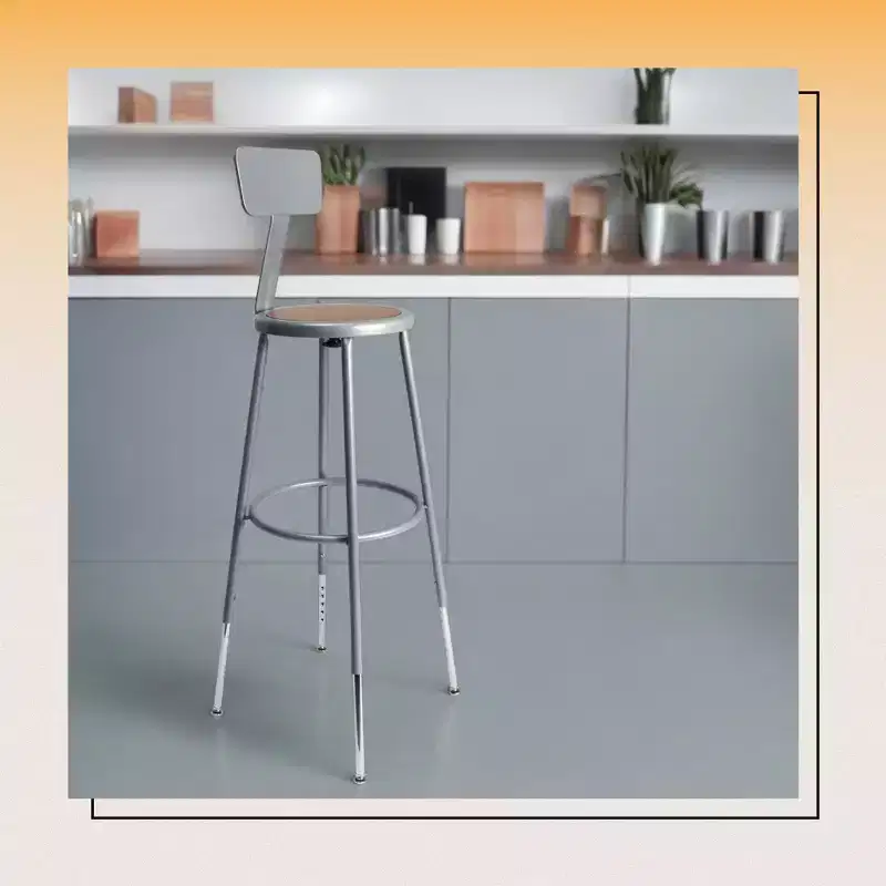 Hampden Furnishings 32-39" Felix Collection Steel Stool with Backrest